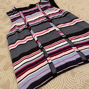 Elle top, sleeveless, tie closure, striped front, XL
